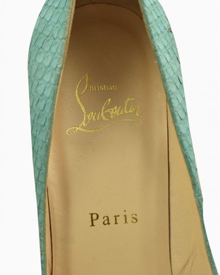 Sapato Christian Louboutin Phyton Original Verde Água Feminino